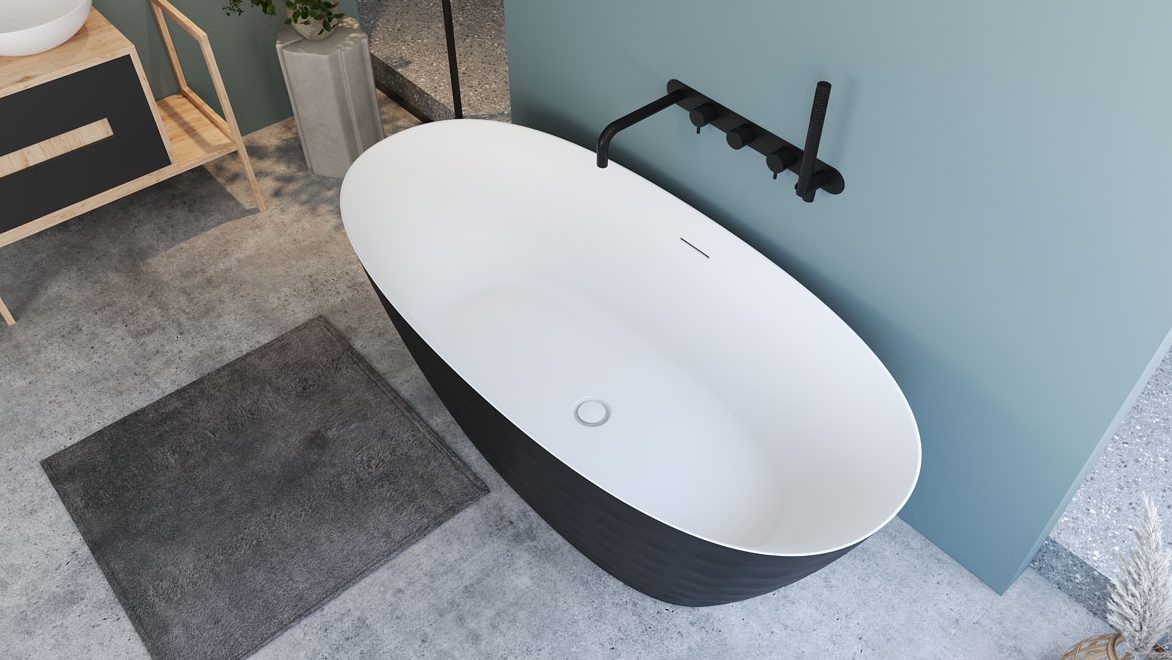 a black and white bathtub