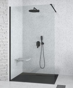 AVEO black walk-in zuhanyfal