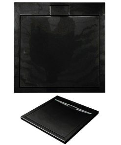 AXIM ULTRASLIM Stone Effect fekete négyzetes zuhanytálca