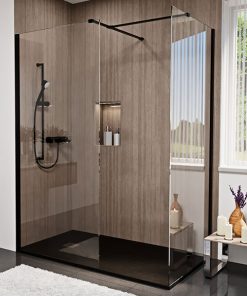 DALIA black walk-in zuhanyfal
