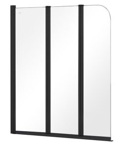 PRIME BLACK-3 3 részes kádparaván, clear üveg 120x140